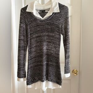 AB Studio Women's Black/White Sweater 2 in 1 medium